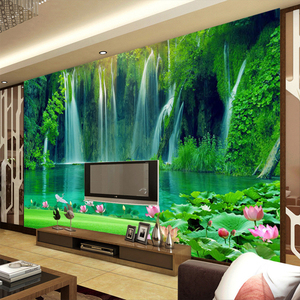 <span class=keywords><strong>Carta</strong></span> da <span class=keywords><strong>Parati</strong></span> Personalizzata con Paesaggio 3D a Cascata, Murale per Sfondo TV in <span class=keywords><strong>Soggiorno</strong></span>, Rivestimento Murale Personalizzato - Product Image 3