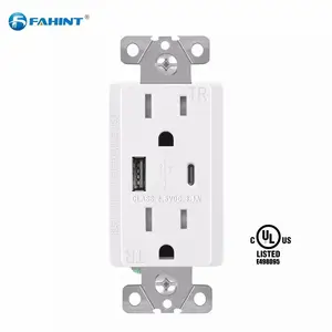 FTR15C-3100 US Standard TR 1Usb A et 1Usb C prise électrique usb-c prise murale ul usb type ac socket avec deux usb C type