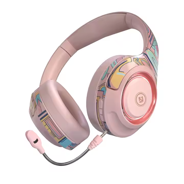 New Design Hand Painting Foldable RGB Wireless Gaming Headsets With Detachable Microphone