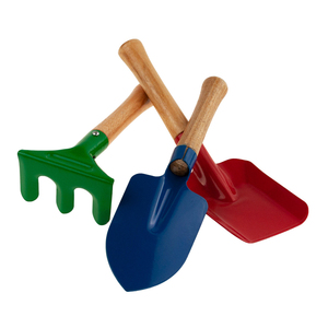 ชุดเครื่องมือทำสวน คราดโลหะและไม้ พลั่วปลายแหลม พลั่วแบน สีสันสดใส - Product Image 2