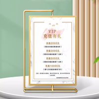 Vente en gros bas quantité minimale de commande A4 A5 or argent en acier inoxydable dessus de table porte-affiche publicitaire debout présentoir de menu