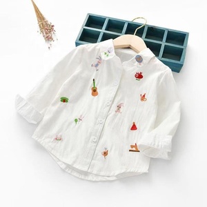 Camisa para Niñas, Ropa Infantil de Primavera y Verano, Camisa <span class=keywords><strong>Blanca</strong></span> de Manga Larga para Otoño, <span class=keywords><strong>Blusa</strong></span> Bordada de Algodón Estilo Coreano para Bebés - Product Image 2