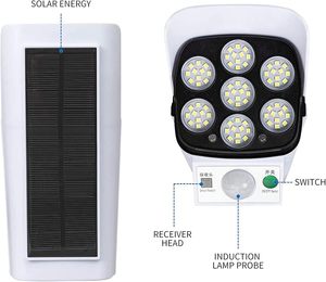 Luces Solares para Exteriores con Sensor de Movimiento, Cámara Falsa, 77 LED, Reflector Impermeable, Lámpara de Calle para Jardín, Hogar y Patio - Product Image 4