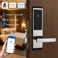 Sistema de Cerradura Inteligente TT para Habitaciones de Hotel con Control por Aplicación TTLock, Desbloqueo con Tarjeta, Acero Inoxidable