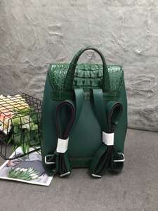 100% genuine crocodile <b>leather</b> <b>backpack</b>, with drawstring closure. Suitable for school, travel, cycling and carrying a <b>laptop</b>. - Product Image 6
