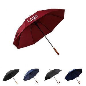 Vente directe usine – Parapluie publicitaire automatique 8 baleines écologique pour homme, avec poignée en bois, idéal pour la pluie, cadeau d'affaires, parapluie de golf avec logo - Product Image 1