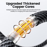 Cable Trenzado Toocki USB-A a Tipo-C de 100W con Carga Rápida y Transferencia de Datos, Pantalla OLED de 6A para iPhone 16/17, para 70 Honor 80 Pro