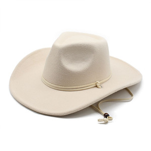 Sombrero de vaquero con logotipo estampado <span class=keywords><strong>Invierno</strong></span> Nuevo diseño Sombreros Fedora Mujeres Venta al por mayor <span class=keywords><strong>2023</strong></span> Sombreros de vaquero para hombre con cuerda cortavientos - Product Image 6
