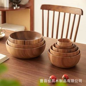 ชามไม้กระถินเทศ 12 ซม. ทรงกลม ผิวธรรมชาติ สำหรับใช้ในบ้าน ใส่สลัด ข้าว ซุป - Product Image 3