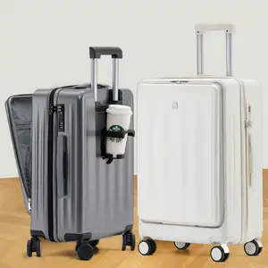 Valise ABS nouveau style valise ouverte avant avec porte-gobelet chariot roues rotatives bagages solides durables