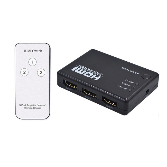 HDMI switcher with three inputs and one output and remote control, hdmi high-definition video converter distributor