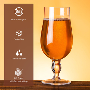 Logotipo personalizado 390ml hecho a mano estilo moderno tallo trigo pinta vaso de cerveza con caja de regalo de madera para bodas celebraciones de cumpleaños - Product Image 5