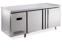 Réfrigérateur commercial de cuisine en acier inoxydable sous le comptoir avec refroidissement par air, 2 portes, éclairage LED, dégivrage automatique