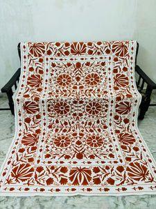 Couverture en coton d'Ouzbékistan brodée à la main, style Suzani, couvre-lit, tapisserie murale colorée - Product Image 1