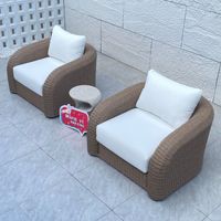 Fauteuil d'extérieur individuel à bras courbes, entièrement enveloppé, en tressage, design nordique de luxe, avec coussin imperméable, pour patio