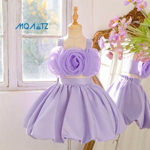 Abito da Principessa Rosa per <span class=keywords><strong>Bambina</strong></span>, <span class=keywords><strong>Vestito</strong></span> da Festa con Fiori per <span class=keywords><strong>Compleanno</strong></span>, Realizzato in Chiffon con Scollo Tondo - Product Image 4