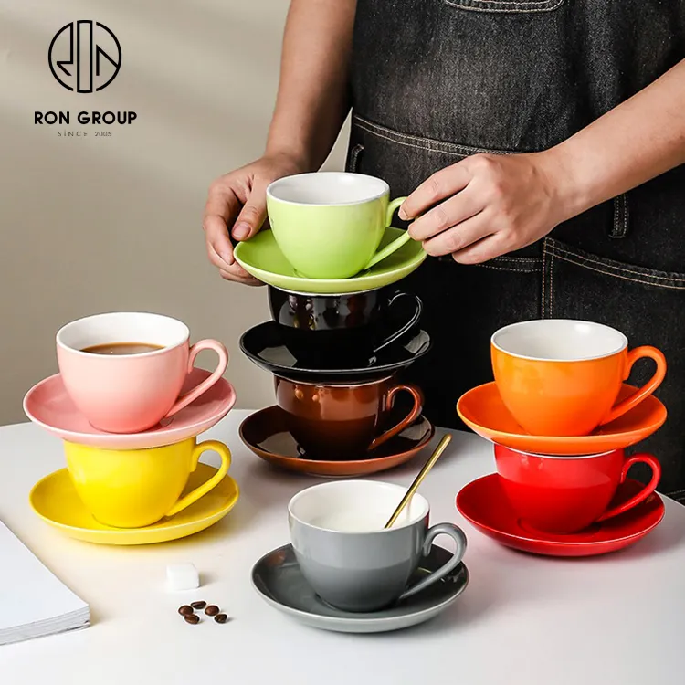 Nordic 220cc glazed ceramic expresso mug porcelain espresso cappuccino latte cup turkish coffee tea cups and saucers sets