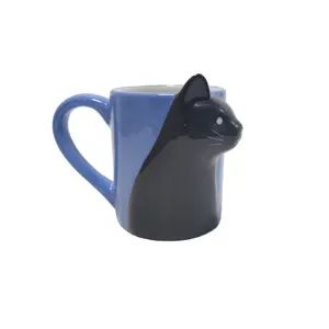 Desain kreatif 3D hewan penggunaan sehari-hari cangkir cat tangan kartun lucu berwarna glasir keramik kucing Mug kerajinan dan hadiah