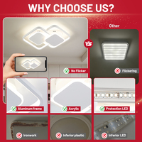 Plafonnier LED rectangulaire moderne en métal pour salon et chambre, dimmable, IP44, alimentation CA, avec télécommande, AC 165-265V