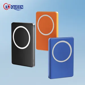 Bateria para celular portátil, carregador rápido fino, mini banco de potência magnético sem fio, logotipo OEM M-Queen Mag Metal Powerbank 5000mah