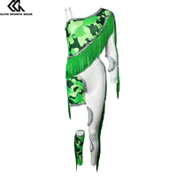 Tenue de majorette verte pour femmes, vêtements de danse pour performance, uniformes de majorette avec franges