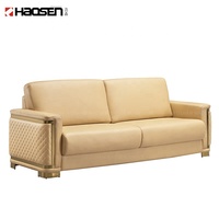 Sofa Kulit Berkualitas Tinggi untuk Area Negosiasi Bisnis dan Ruang Tamu, Sofa Sectional 1+1+3, Sofa Tiga Dudukan Tunggal