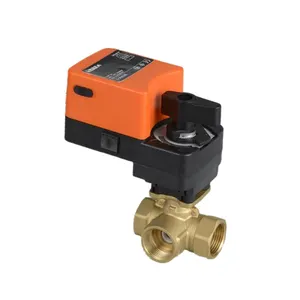 Winvall 24V AC DC Actuator G/BSP Electric 3-way Brass Valves 0-10V 4-20mA Proportional Motorized Water Flow Control Ball Valve