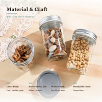 Bocaux en verre coniques à large ouverture pour confiture, 100ml, 180ml, 200ml, 280ml, 300ml, 400ml, 500ml, 650ml, et mini-bocaux Mason en verre pour mise en conserve