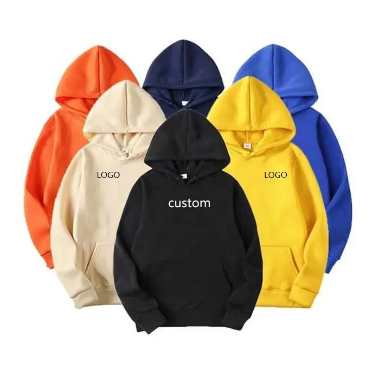 QS Custom Color Long Sleeve Blank Hoodie Spring Autumn Fashion Embroidery Printed Logo Pullover Hoodies For Men