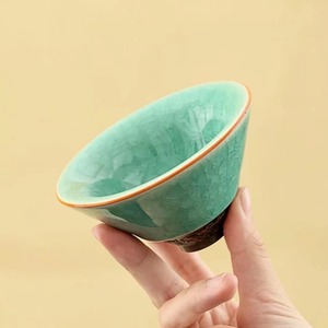 Taza de té cónica de cerámica Ru Ware con patrón de grietas de hielo para degustación de té Kung Fu, origen Dehua - Product Image 1