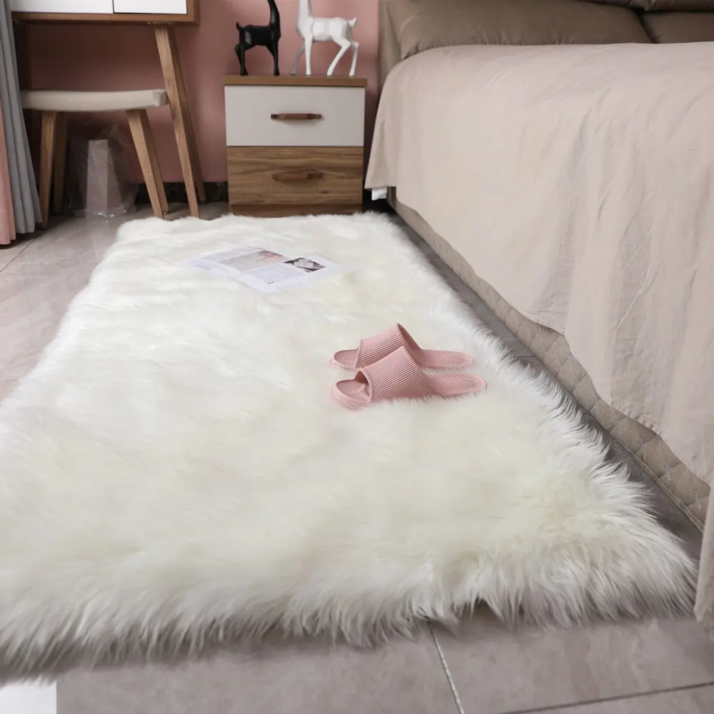 Winter warm weicher Pelz Boden teppich Matten flauschiger Plüsch Kissen Teppich rutsch fester Teppich für Schlafzimmer und Wohnzimmer