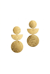 Pendientes colgantes geométricos dorados - Pendientes colgantes de latón martillado - Media luna minimalista - Product Image 6