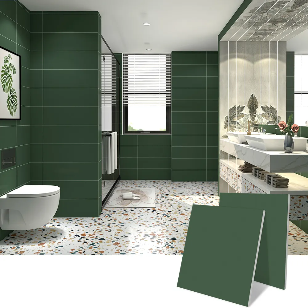 600x600 non slip best quality matt green tiles floor ceramic tiles, homogeneous tile green