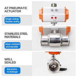 Válvula de Bola Pneumática Sanitária DQ, Grau Alimentício, Ação Dupla, Aço Inoxidável 304 316, Válvula de Bola Pneumática Sanitária de Instalação Rápida - Product Image 2