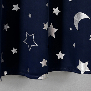 Cortinas Opacas con Estampado de Estrellas y Luna, Azul Marino, Poliéster, para Dormitorio, Sala de Estar, Protección Solar - Product Image 3