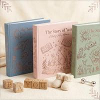 Journal de grossesse personnalisé, livre de souvenirs pour bébé, couverture en cuir, reliure à point de selle, impression de logo en feuille métallisée, cadeau souvenir