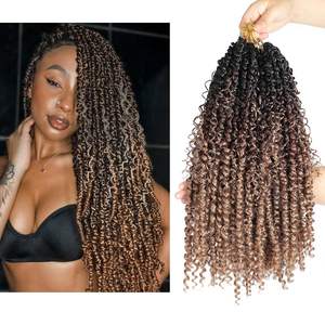 Afro Passion Twist Hair 20Inch Synthétique Ondulé Boho Bomb Extensions de cheveux au crochet Tresses au crochet pré-torsadées - Product Image 1