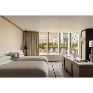 Conjunto completo de dormitorio de melamina moderno para habitación estándar para cadena de hoteles, apartamento, Hostal <span class=keywords><strong>juvenil</strong></span>, Villa, habitación de invitados, mesa pintada - Product Image 3