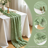 Chemin de table vert sauge en stock, chemin de table en mousseline de soie de couleur unie personnalisé pour fêtes, événements, banquets, hôtels