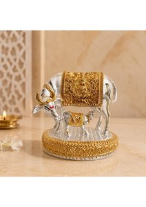 Shree Kamdhenu Cow Idol <b>Gold</b> and Silver Plated Hindu Religious <b>Statue</b> for Home Temple Puja Vastu Decor Gift by RK International - Product Image 6