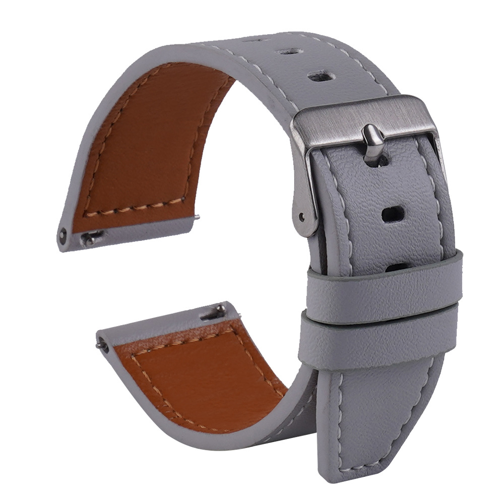 Фабричные браслеты для смарт-часов для Samsung WATCH3 & WATCH3 Pro - 22/20 мм плоская кожа, дышащая Пряжка из нержавеющей стали