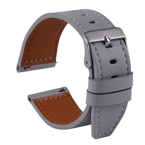 Bracelets de montre intelligente fabriqués en usine pour <span class=keywords><strong>Samsung</strong></span> <span class=keywords><strong>WATCH3</strong></span> & <span class=keywords><strong>WATCH3</strong></span> Pro-Cuir plat 22/20mm, respirant, boucle en acier inoxydable - Product Image 1
