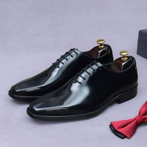 Luxury Customize 2025 Bright Business Dress Cowhide Leather Casual Lacquered British Men's Shoes <b>Pointed</b> Breathable Anti-Slip - Product Image 1