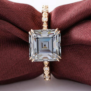 На заказ 9 мм обручальное кольцо Assher 14-каратное позолоченное 3.5ct, набор женских колец из муассанита - Product Image 2