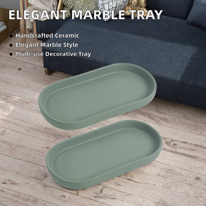 Elegant Modern Ceramic Handmade Oval 2pcs Tray Telazzo Multi-Functional Jewelry Organizer Watch Key Holder Decorative Serving - Product Image 2