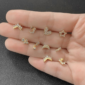 도매 저렴한 작은 미니 귀여운 귀걸이 보석 세트 Cz 18K 골드 도금 스터드 귀걸이 - Product Image 1