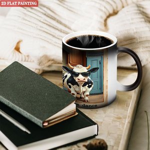 Frosted Black 11oz Heat Sensitive Sublimation Mug <b>Ceramic</b> <b>Cup</b> For Daily Beverage Magic <b>Cup</b> - Product Image 3