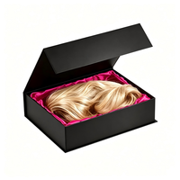 Boîte d'emballage de luxe personnalisée avec logo en feuille d'or pour perruques, boîte de rangement magnétique pour extensions de cheveux, pour perruques en cheveux naturels de marque