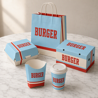 Pochettes personnalisées biodégradables et écologiques pour la vente en gros de burgers, poulet frit, frites et hot-dogs à emporter