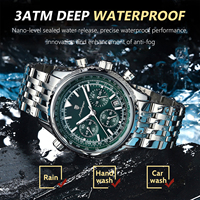 Reloj Poedagar 960 Luminoso a Prueba de Agua para Hombre, Reloj de Cuarzo Cronógrafo de Acero Inoxidable de Lujo para Hombre